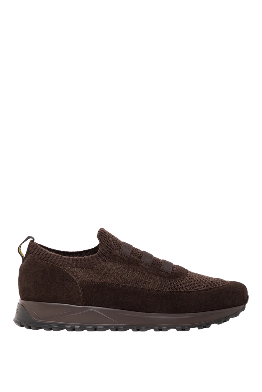 Doucal`s коричневі кросівки з трикотажу та замші з еластичними стрічками 190897 - фото 1