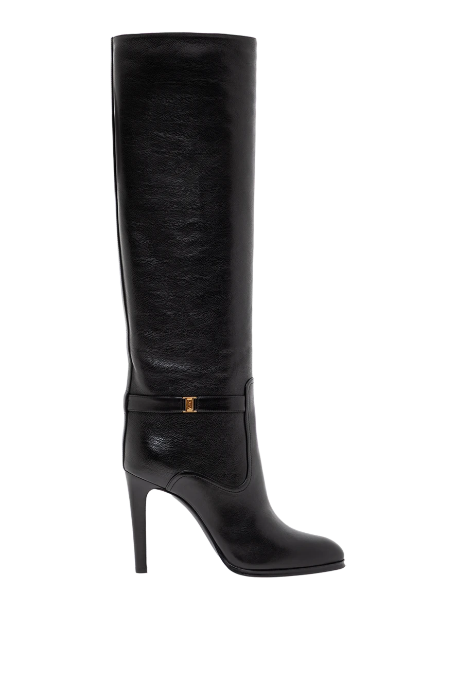 Saint Laurent ботильйони на шпильці diane із зернистої шкіри 190903 - фото 1