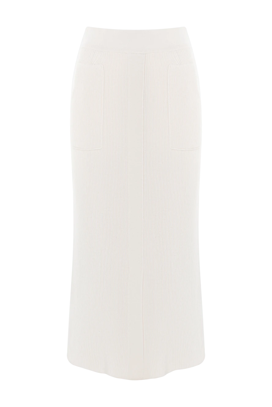 Panicale white ribbed wool, silk, and cashmere midi skirt 190949 - photo 1