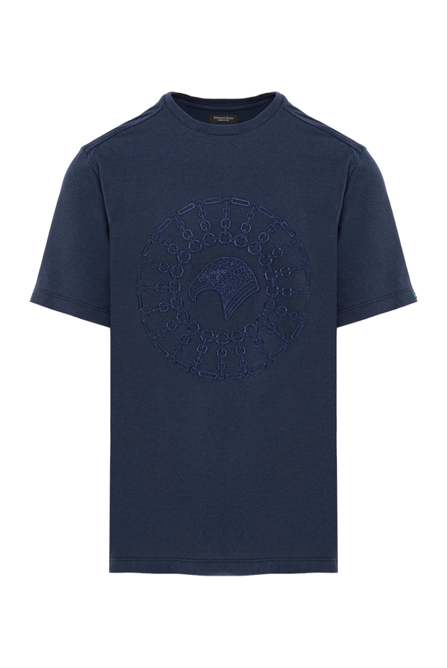 Stefano Ricci blue cotton and modal t-shirt with a raised pattern 191068 - photo 1