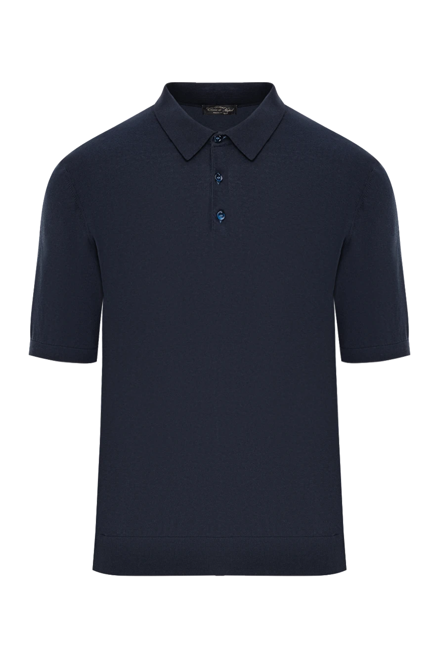 Cesare di Napoli поло з тонкої бавовни у насиченому синьому відтінку 191110 - фото 1