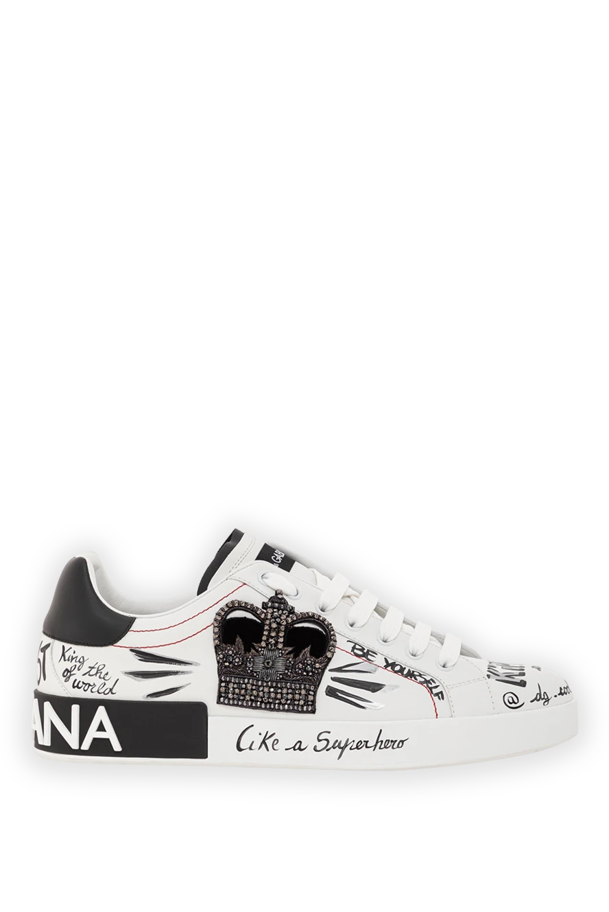 Dolce & Gabbana кросівки portofino із телячої шкіри білі з цифровим друком 191114 - фото 1