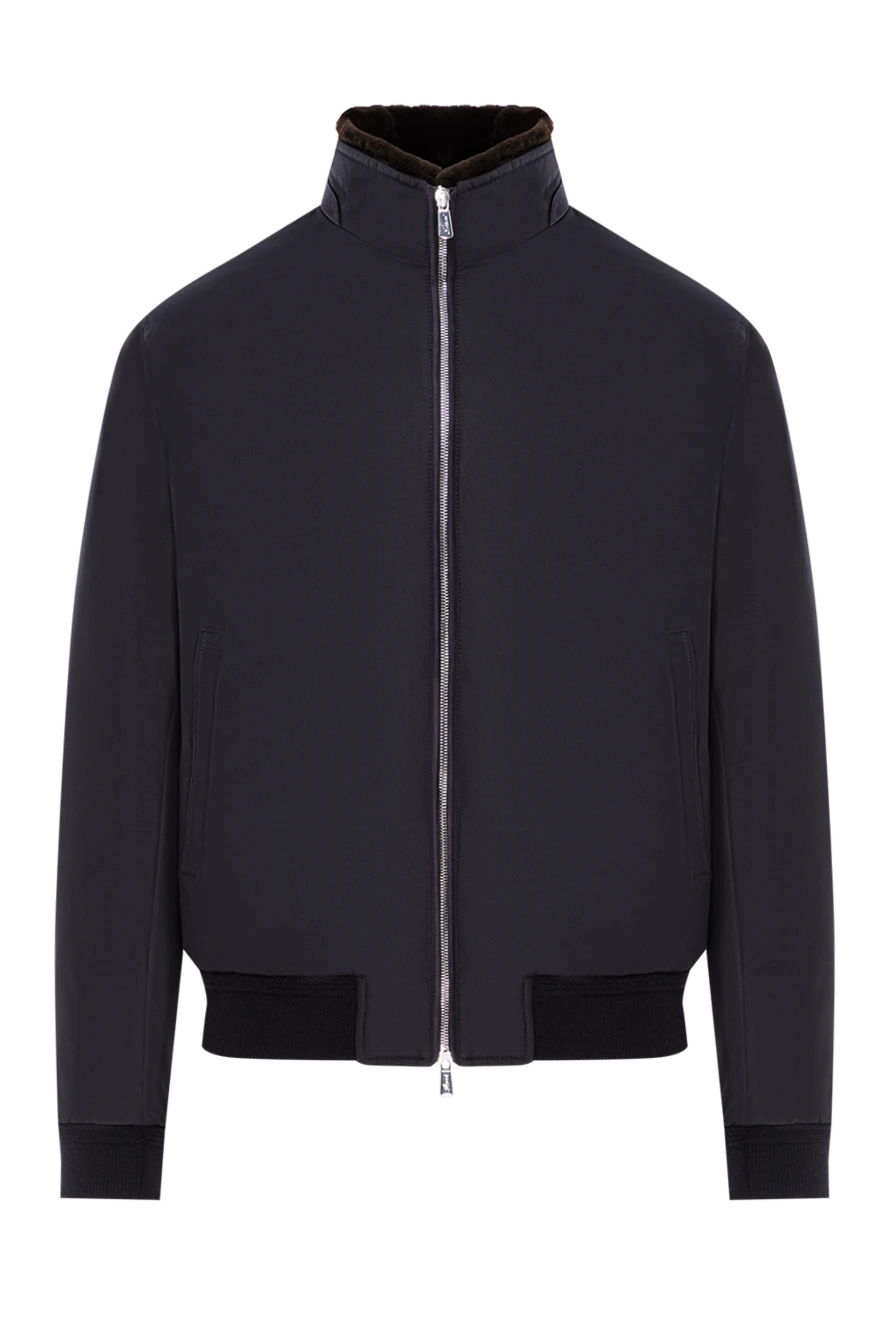 Lenoci куртка синя із щільного нейлону з внутрішнім оздобленням з хутра 191140 - фото 1