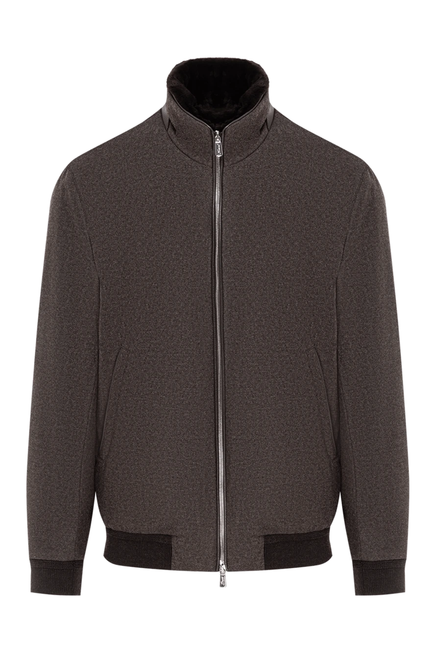 Lenoci чоловіча коричнева куртка з хутряним оздобленням коміра 191143 - фото 1