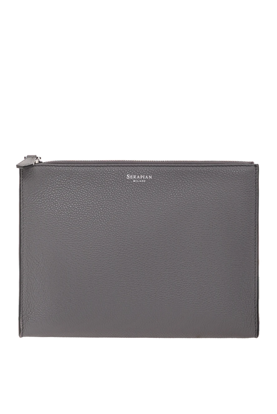 Serapian gray cashmere leather wristlet clutch 191233 - photo 1