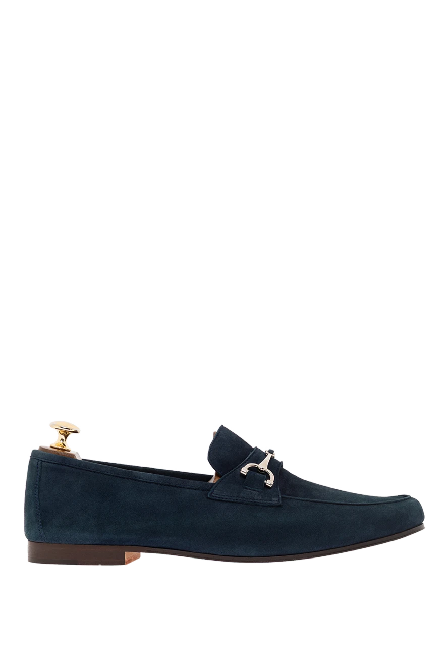 Andrea Ventura сині замшеві лофери з полірованою сріблястою пряжкою 191258 - фото 1