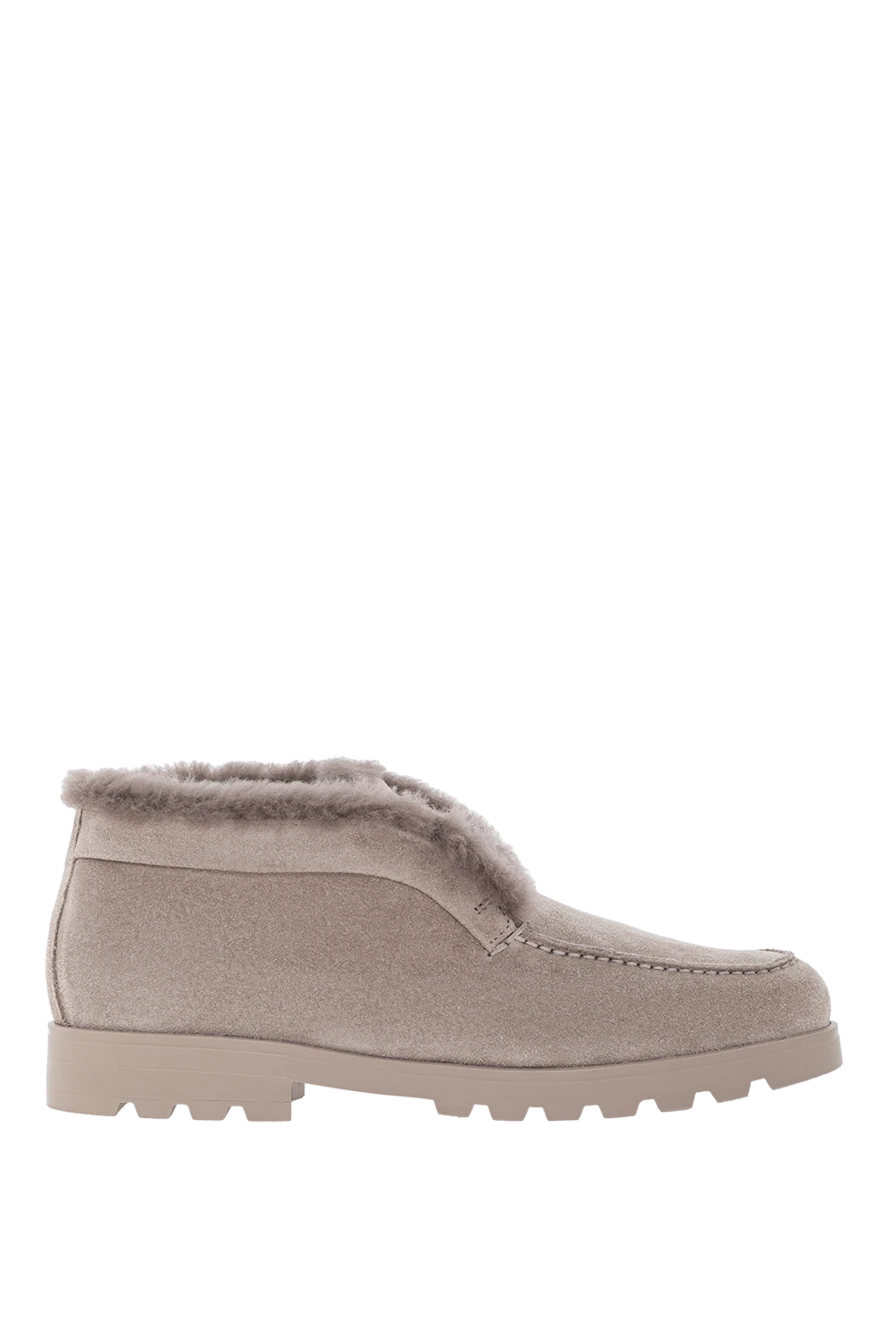 Santoni жіночі сірі замшеві дезерти з хутром 191263 - фото 1