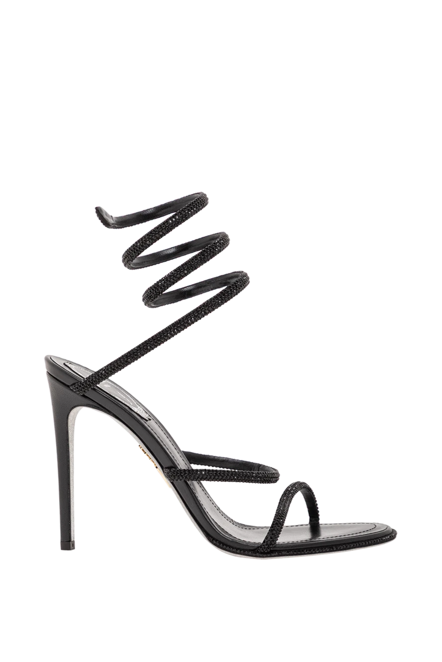 Rene Caovilla cleo black stiletto sandals with signature snake pattern 191272 - photo 1