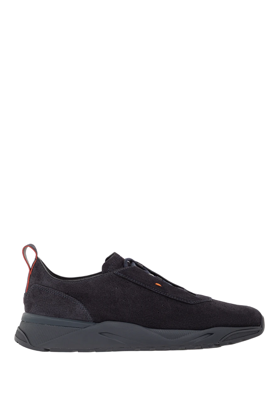 Santoni кросівки з м'якої синьої замші з анатомічною підошвою 191281 - фото 1