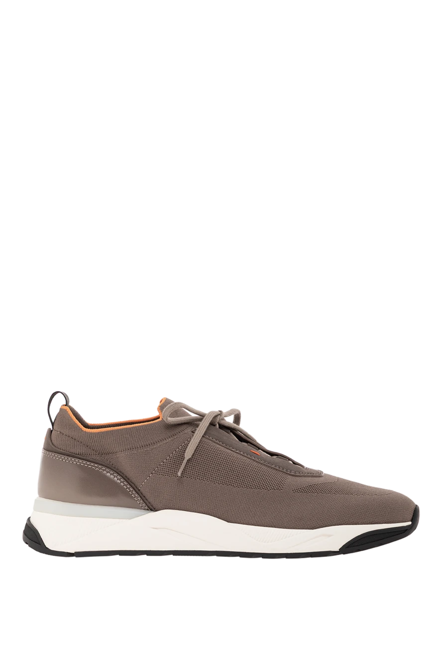 Santoni men's beige sneakers made of stretch knit and leather 191285 - photo 1