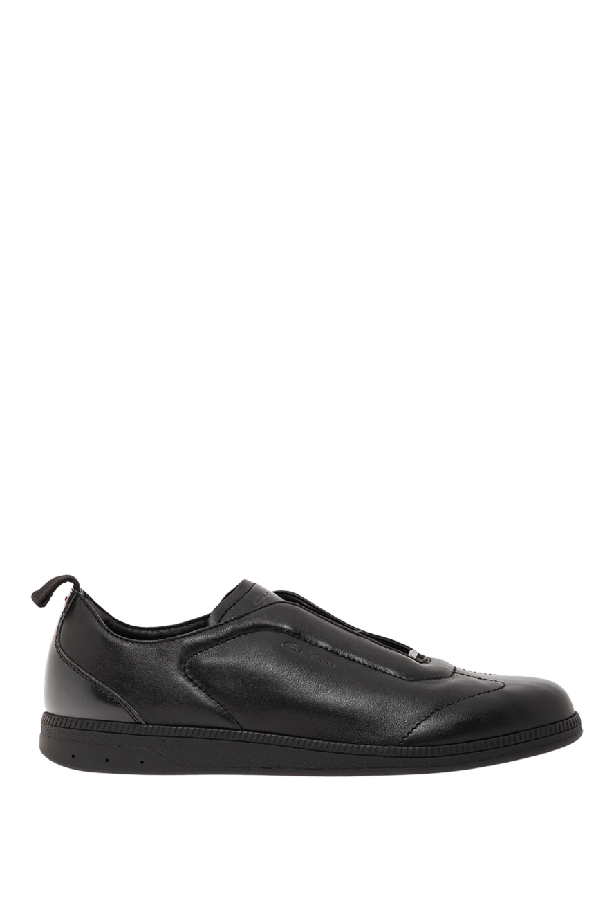 Santoni кроссовки из ультрамягкой и эластичной черной кожи с логотипом 191293 - фото 1
