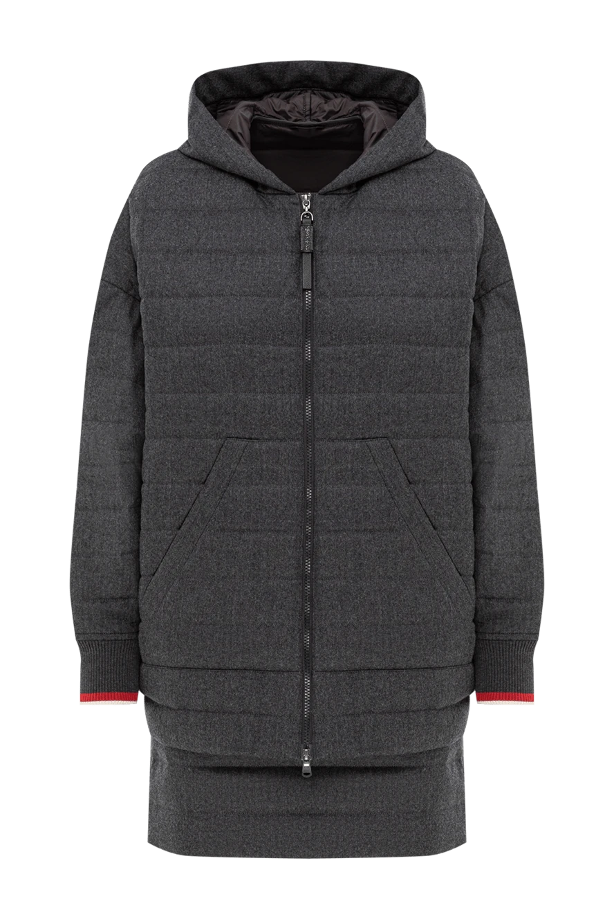 Brunello Cucinelli теплий сірий костюм зі спідницею та курткою на блискавці 191332 - фото 1