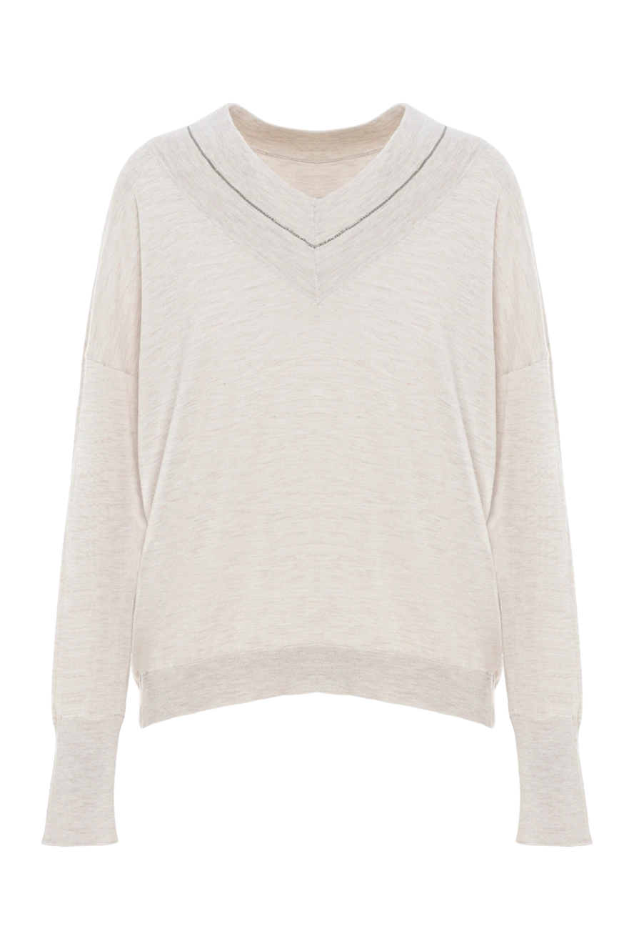 Brunello Cucinelli lightweight cashmere and silk jumper with neckline detailing 191337 - photo 1