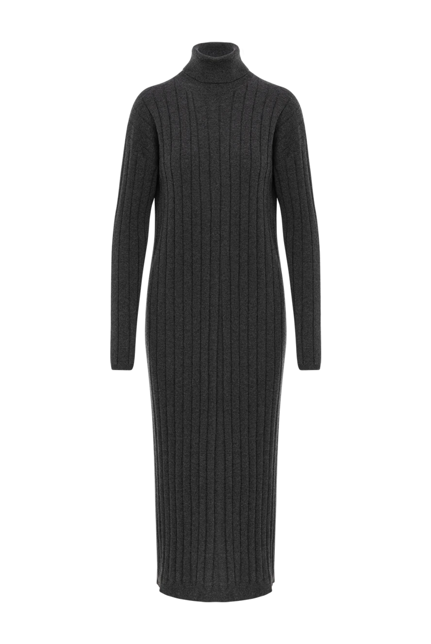 Brunello Cucinelli вязаное серое платье из кашемира с эффектом рельефной вязки 191340 - фото 1