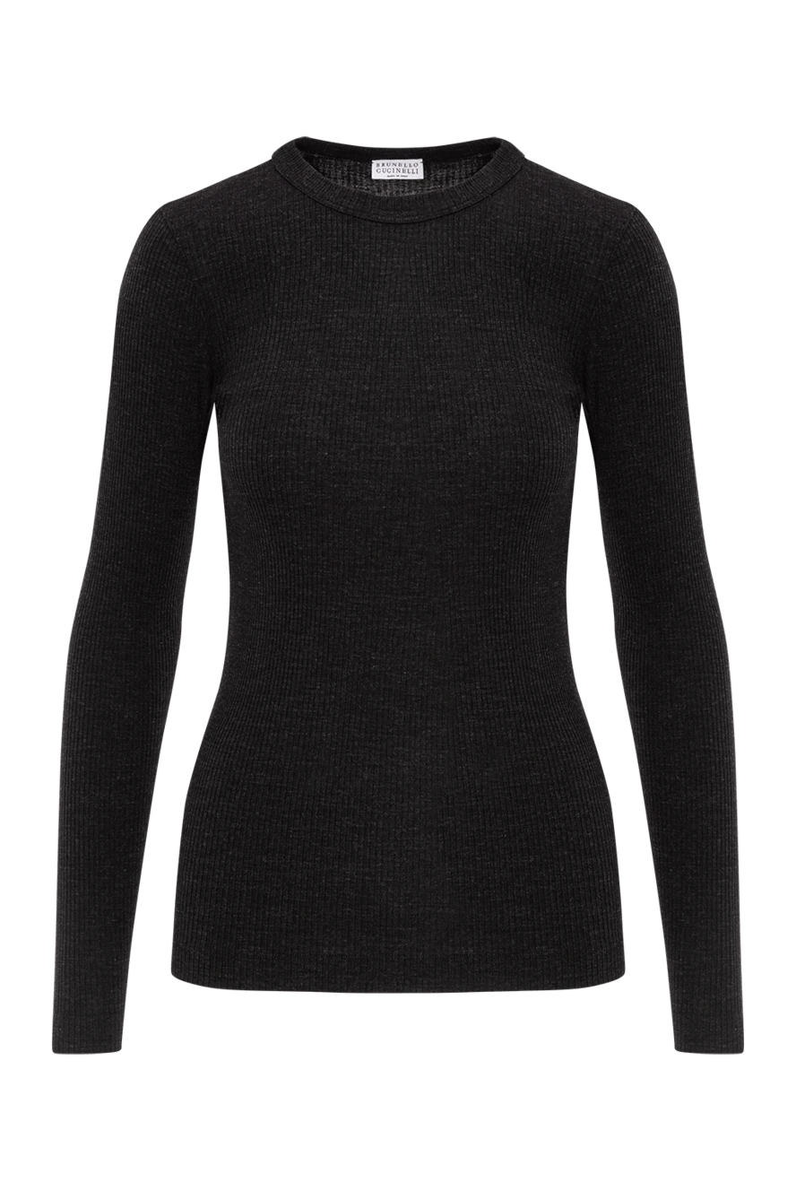 Brunello Cucinelli шерстяной джемпер чёрного цвета в облегающем стиле 191346 - фото 1