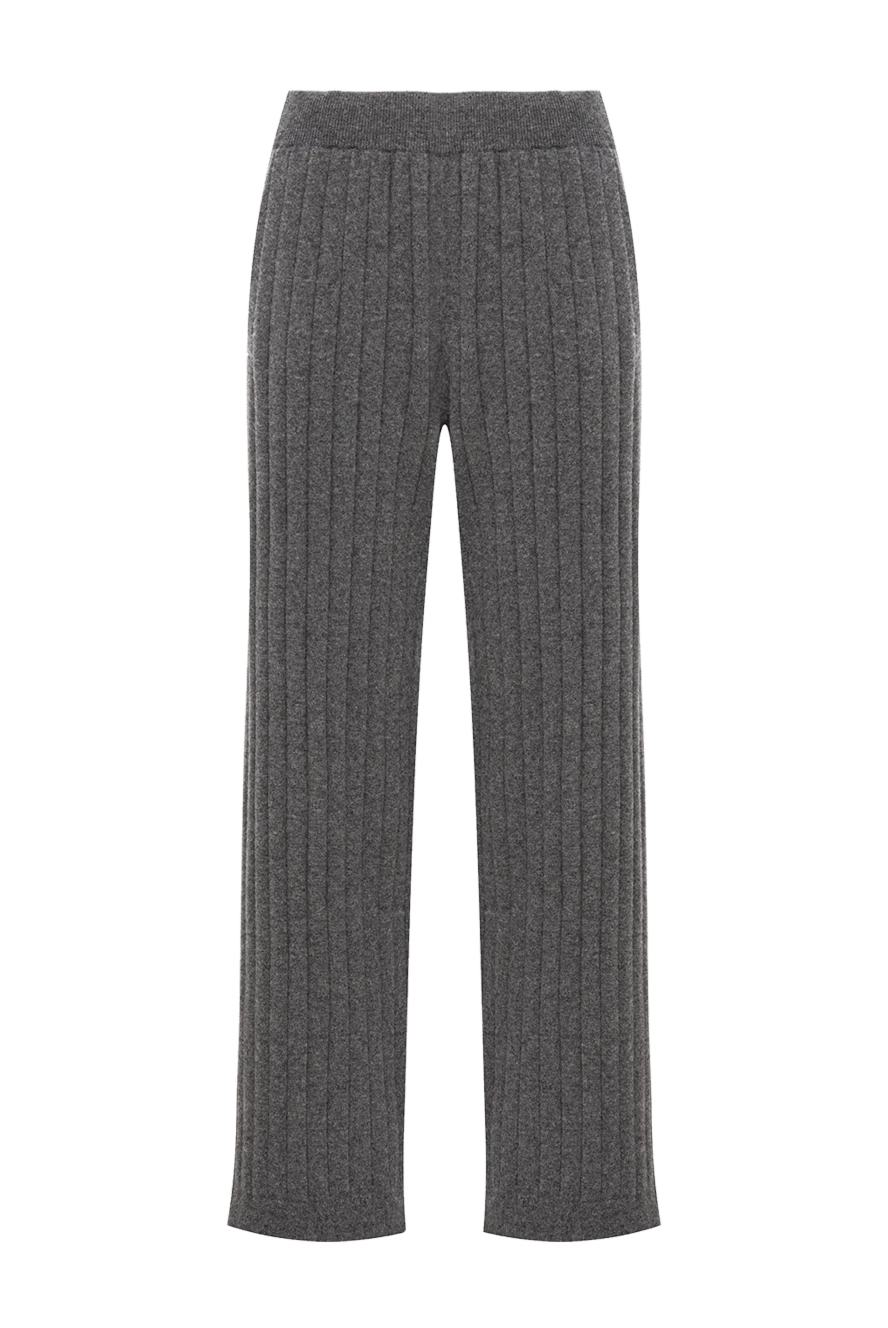 Brunello Cucinelli кашемировые серые брюки в рельефный рубчик с мягким поясом 191347 - фото 1