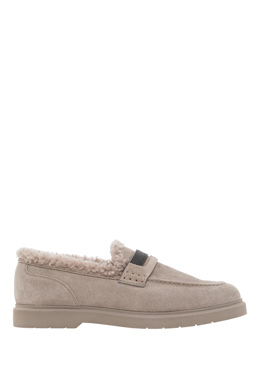 Brunello Cucinelli лофери із замші з теплим хутром усередині та контрастною вставкою 191359 - фото 1