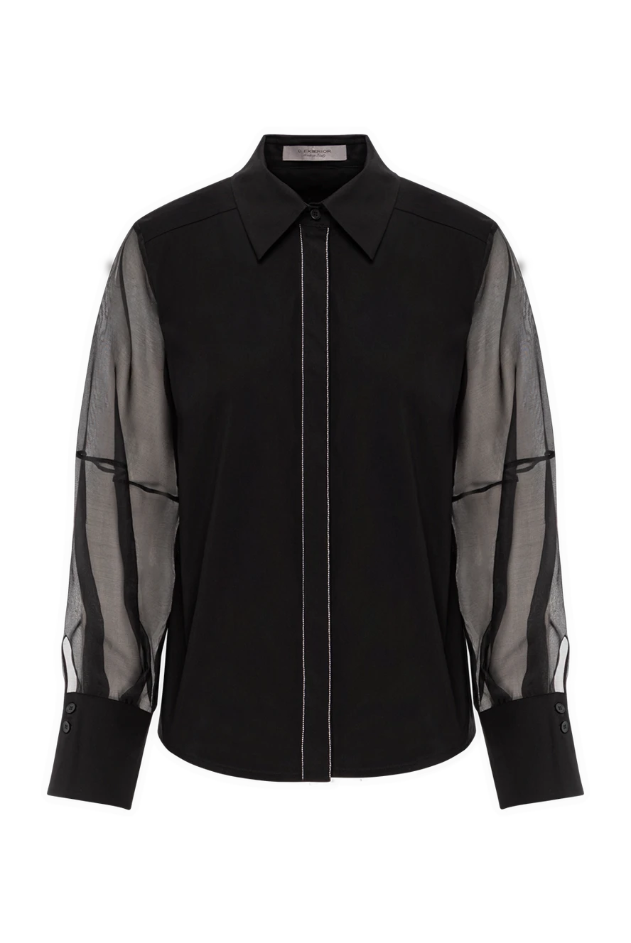 D.Exterior блузка в черном цвете с воздушными рукавами из органзы 191364 - фото 1