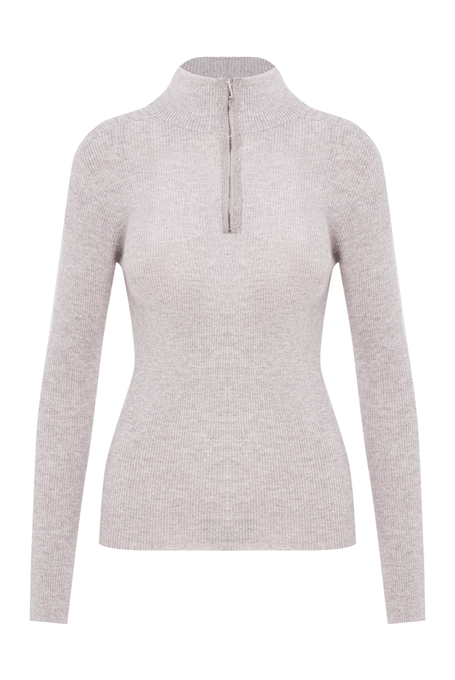 D.Exterior light gray wool polo with a shiny zipper 191379 - photo 1