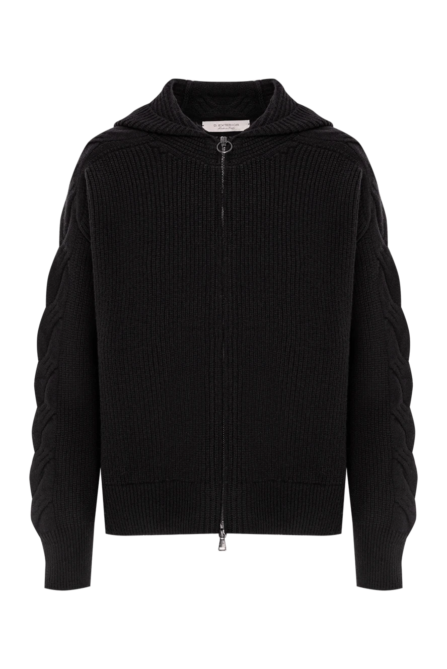 D.Exterior кардиган з вовни та кашеміру чорний об'ємної в'язки з капюшоном. 191383 - фото 1