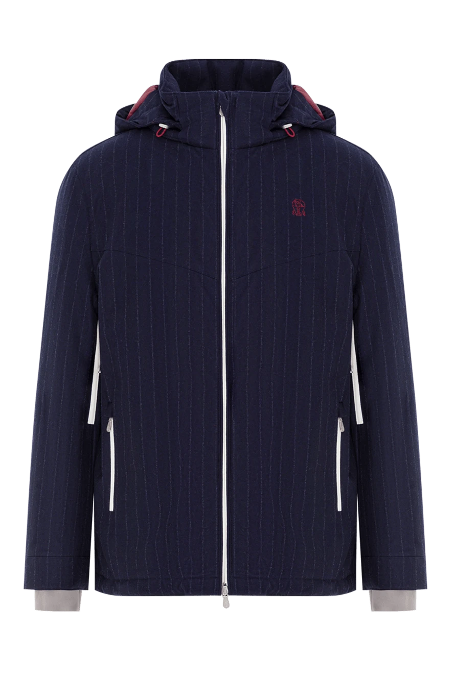 Brunello Cucinelli чоловіча гірськолижна куртка із синьої вовни в смужку 191404 - фото 1
