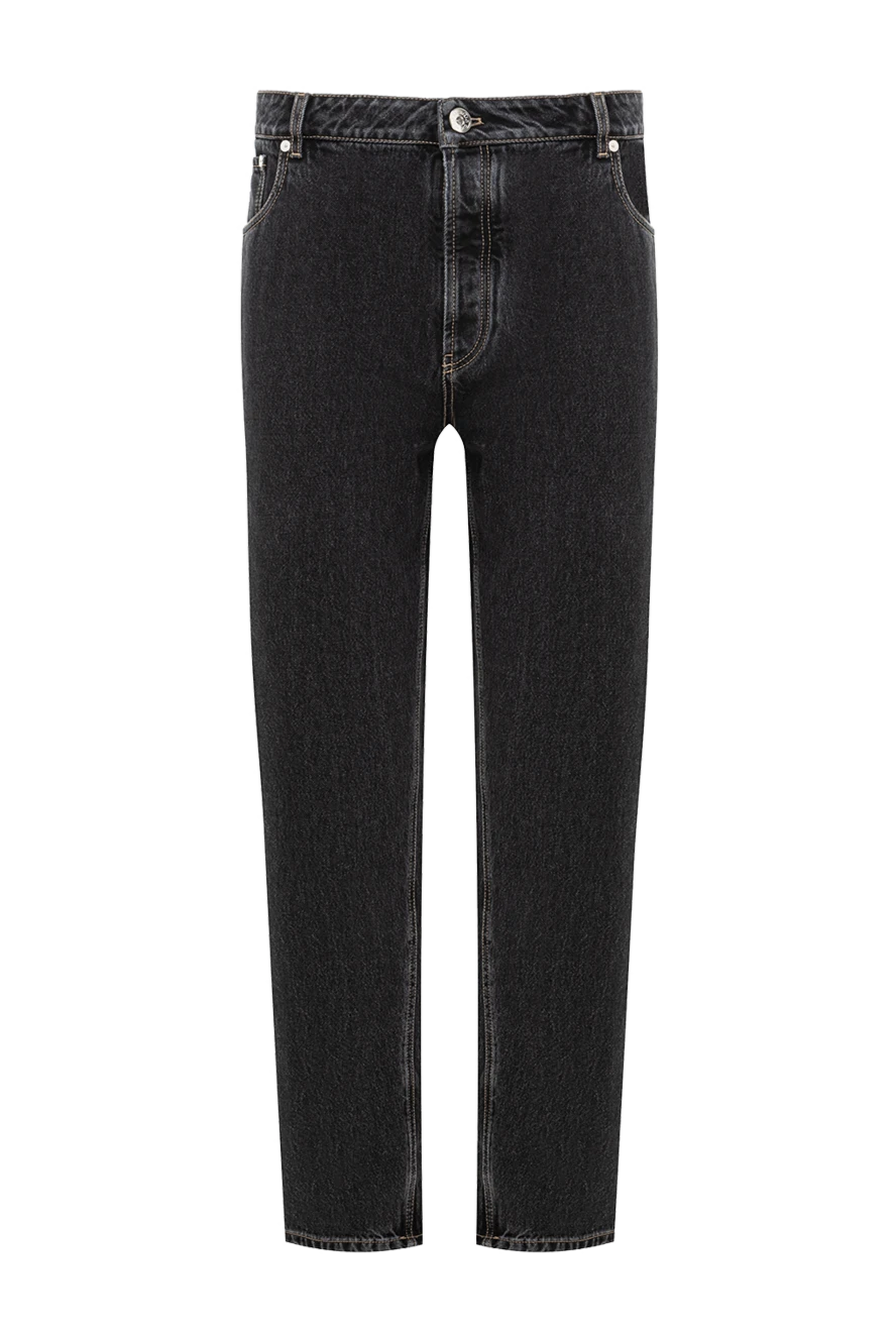Brunello Cucinelli черные мужские джинсы прямые с контрастной строчкой 191407 - фото 1