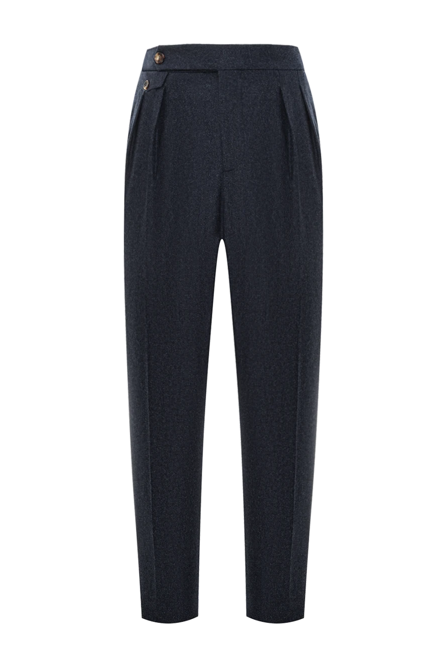Brunello Cucinelli вовняні штани сині з виразною лінією талії 191414 - фото 1