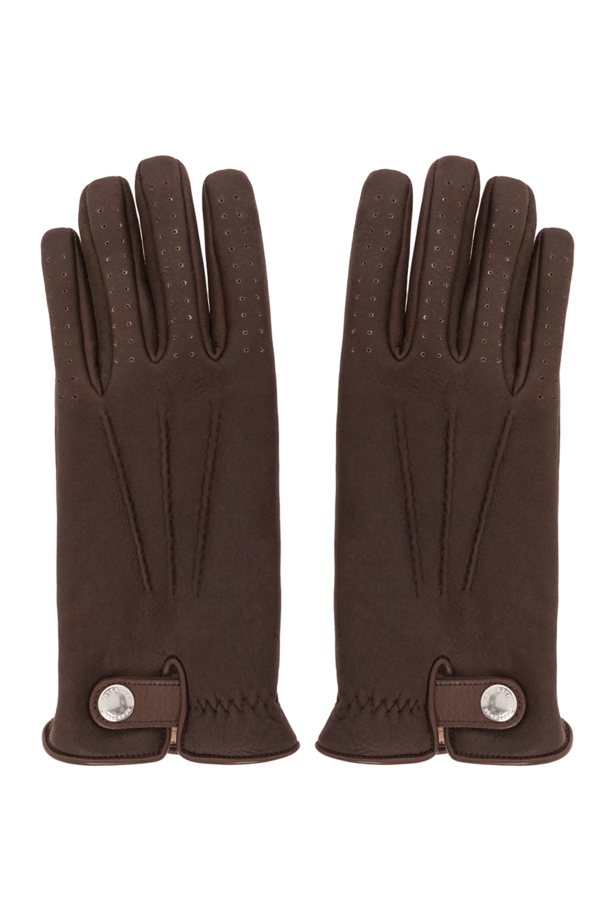 Brunello Cucinelli коричневі замшеві рукавички на хутрі 191417 - фото 1