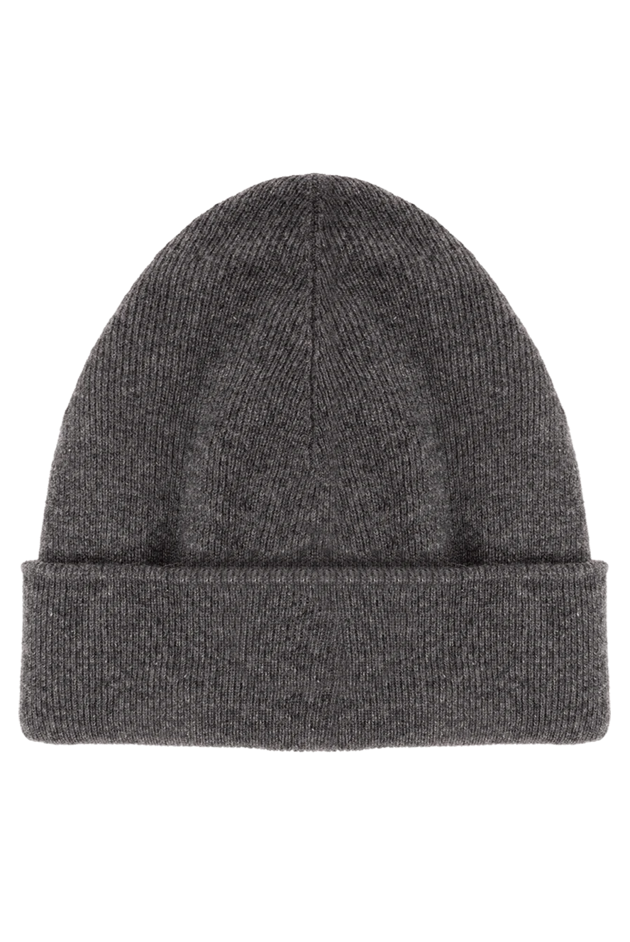 Brunello Cucinelli мужская шапка бини из тёмно серого кашемира с плотной вязкой 191419 - фото 1