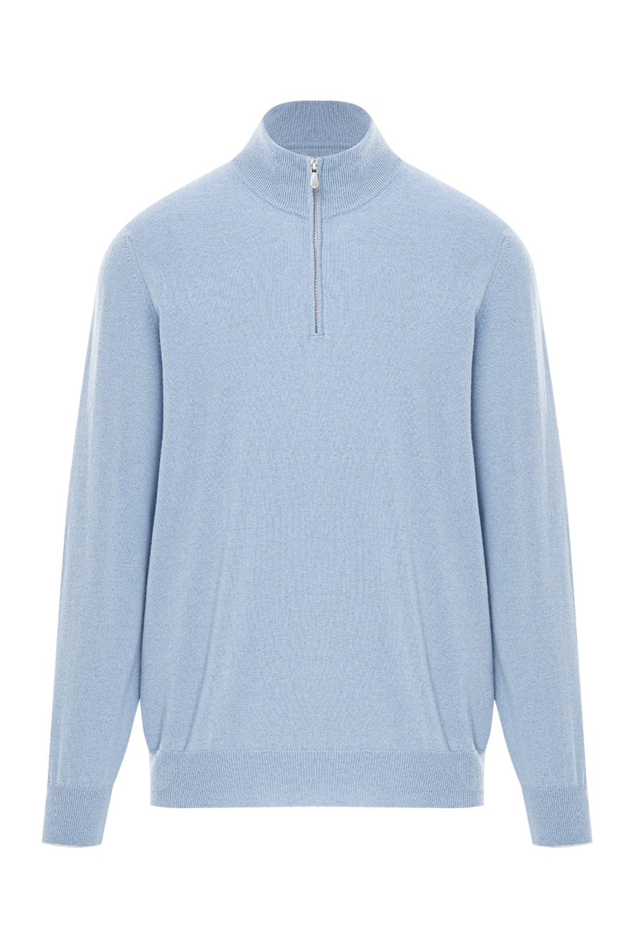 Brunello Cucinelli мужской кашемировый троер на молнии голубого цвета 191423 - фото 1