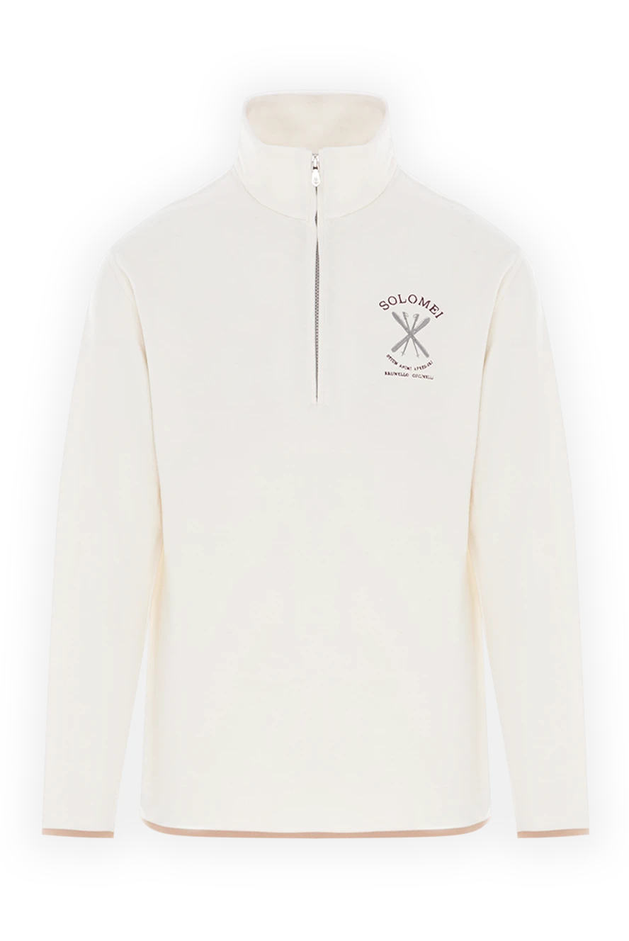 Brunello Cucinelli флісовий троєр з вишивкою логотипу та застібкою-блискавкою до половини 191426 - фото 1