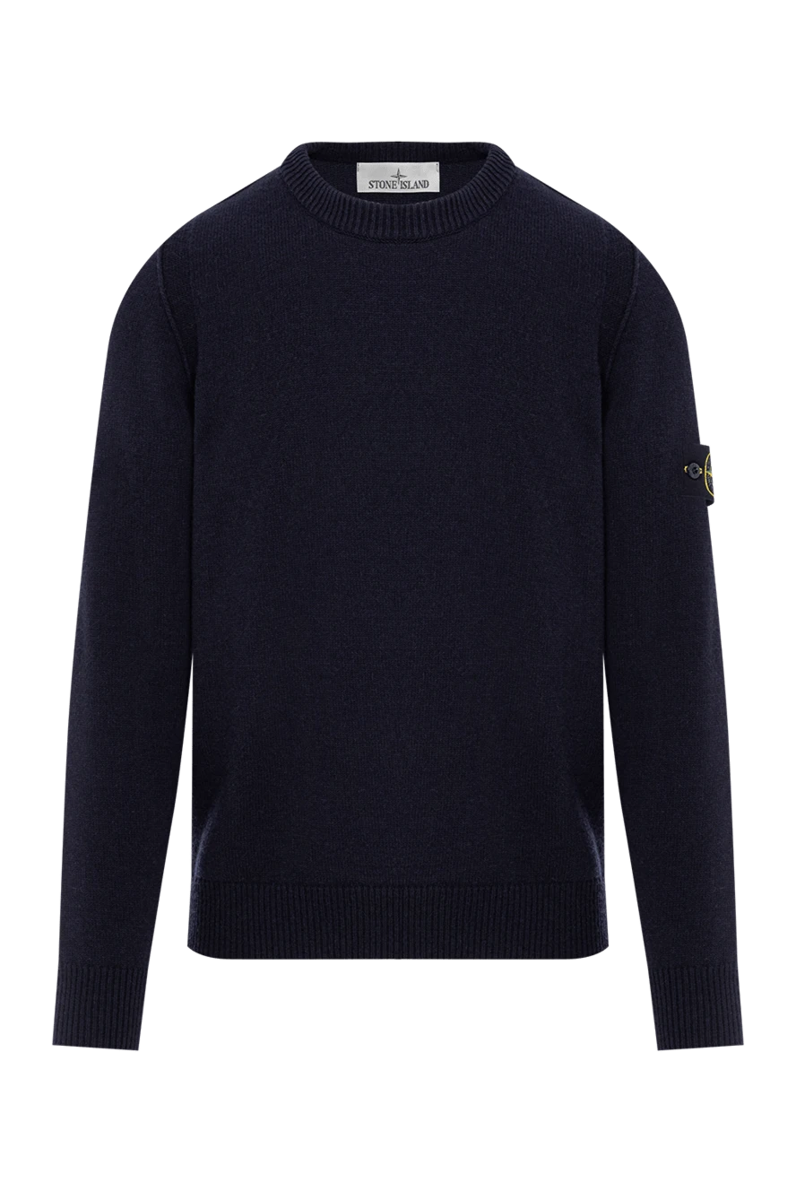 Stone Island чоловічий джемпер із м'якої вовни темно-синього кольору. 191440 - фото 1