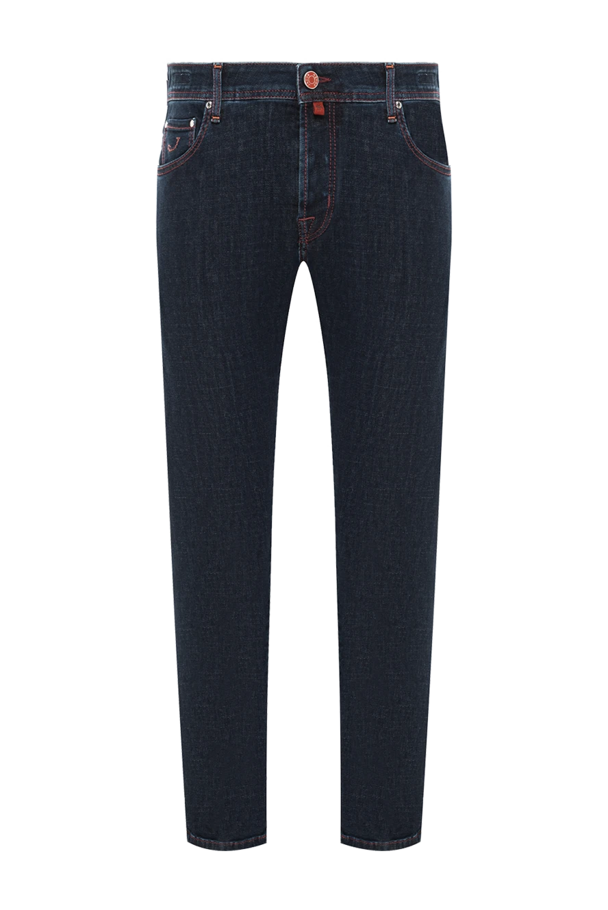 Jacob Cohen джинсы темно синие с контрастной оранжевой строчкой 191498 - фото 1