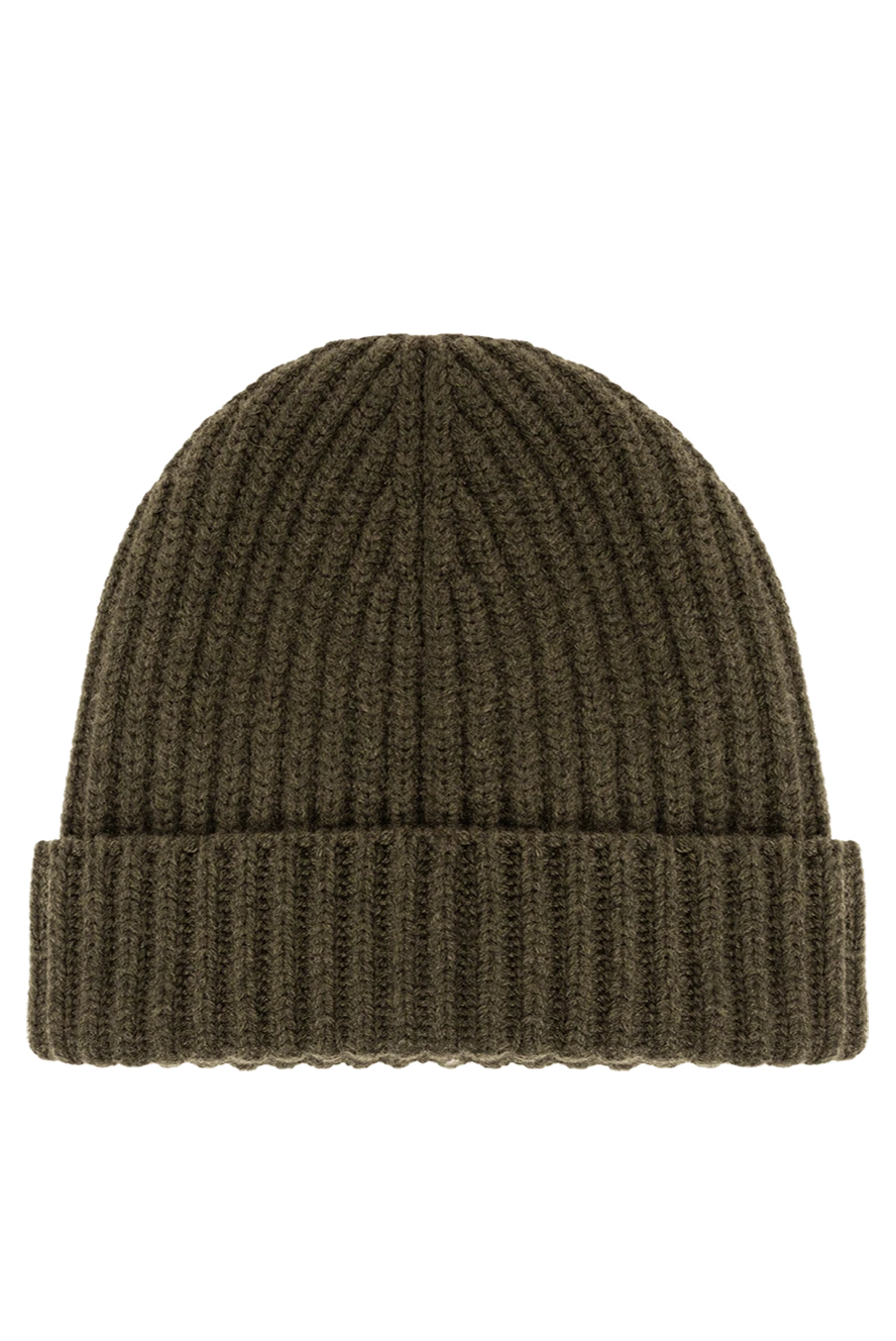 Loro Piana шапка из супермягкого и тёплого кашемира зеленая в рубчик 191594 - фото 1