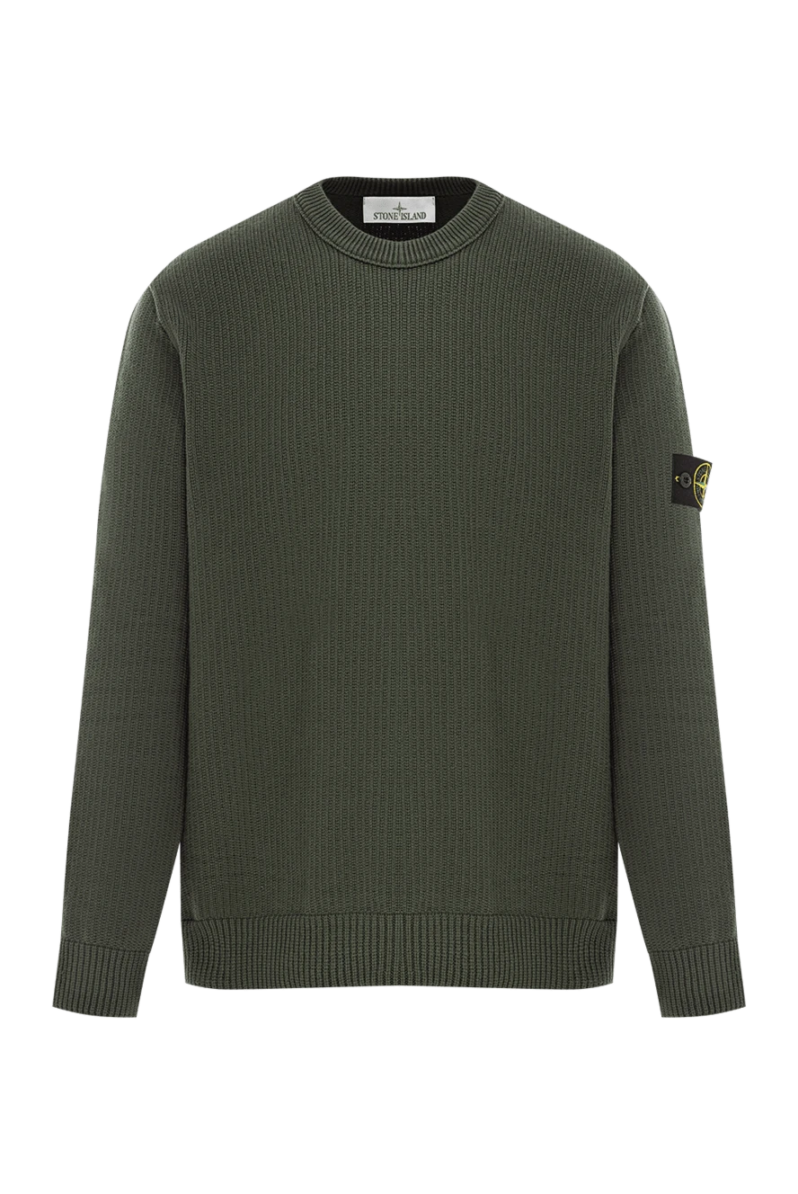 Stone Island в'язаний джемпер з коміром-стійкою з бавовняної пряжі шенілової зелений 191617 - фото 1