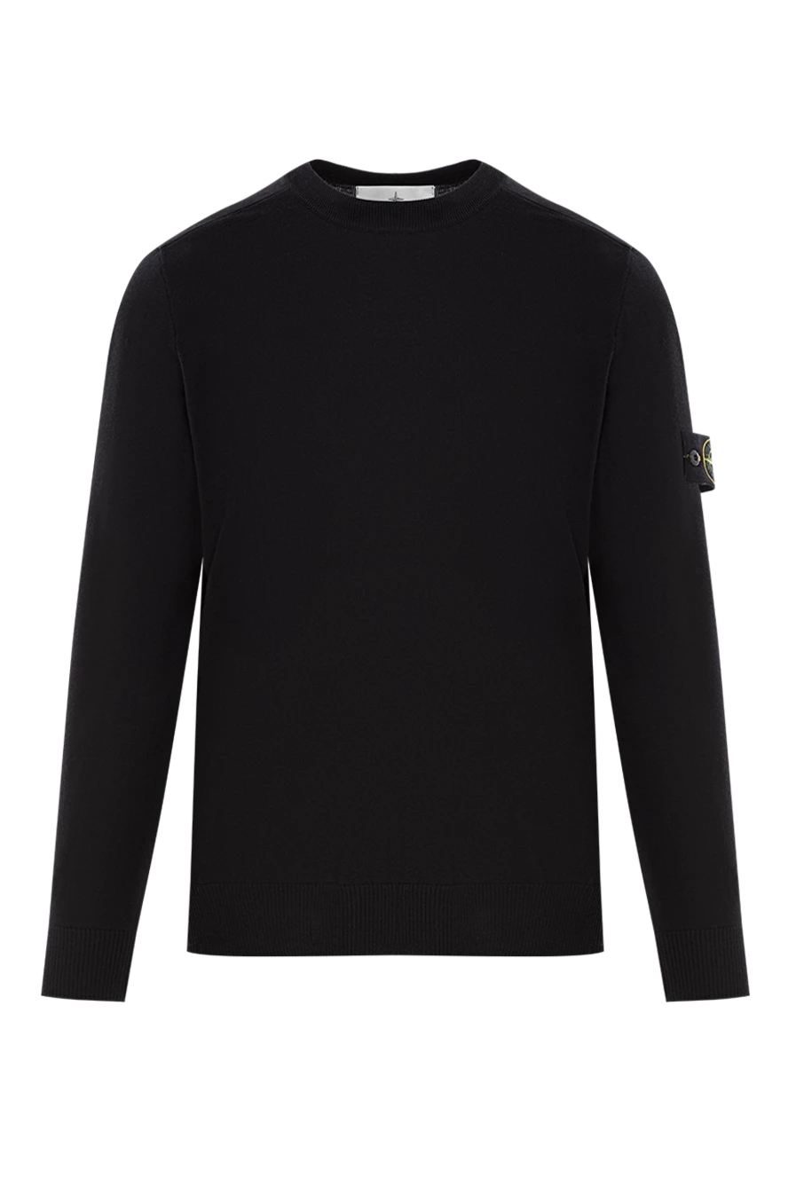 Stone Island black jumper with a crew neck and raised stitching 191621 - photo 1