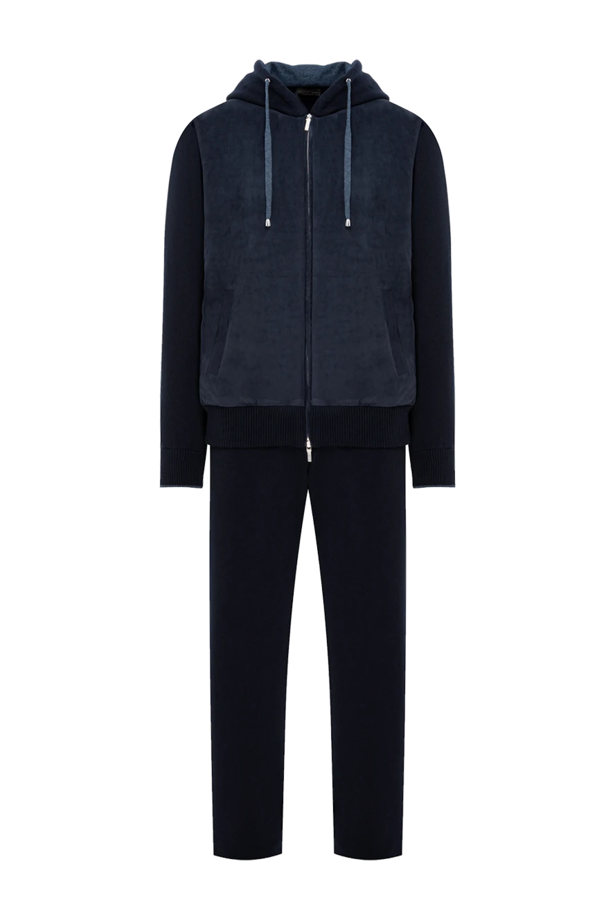 Cesare di Napoli dark blue knitted suit with a velvet front panel 191640 - photo 1