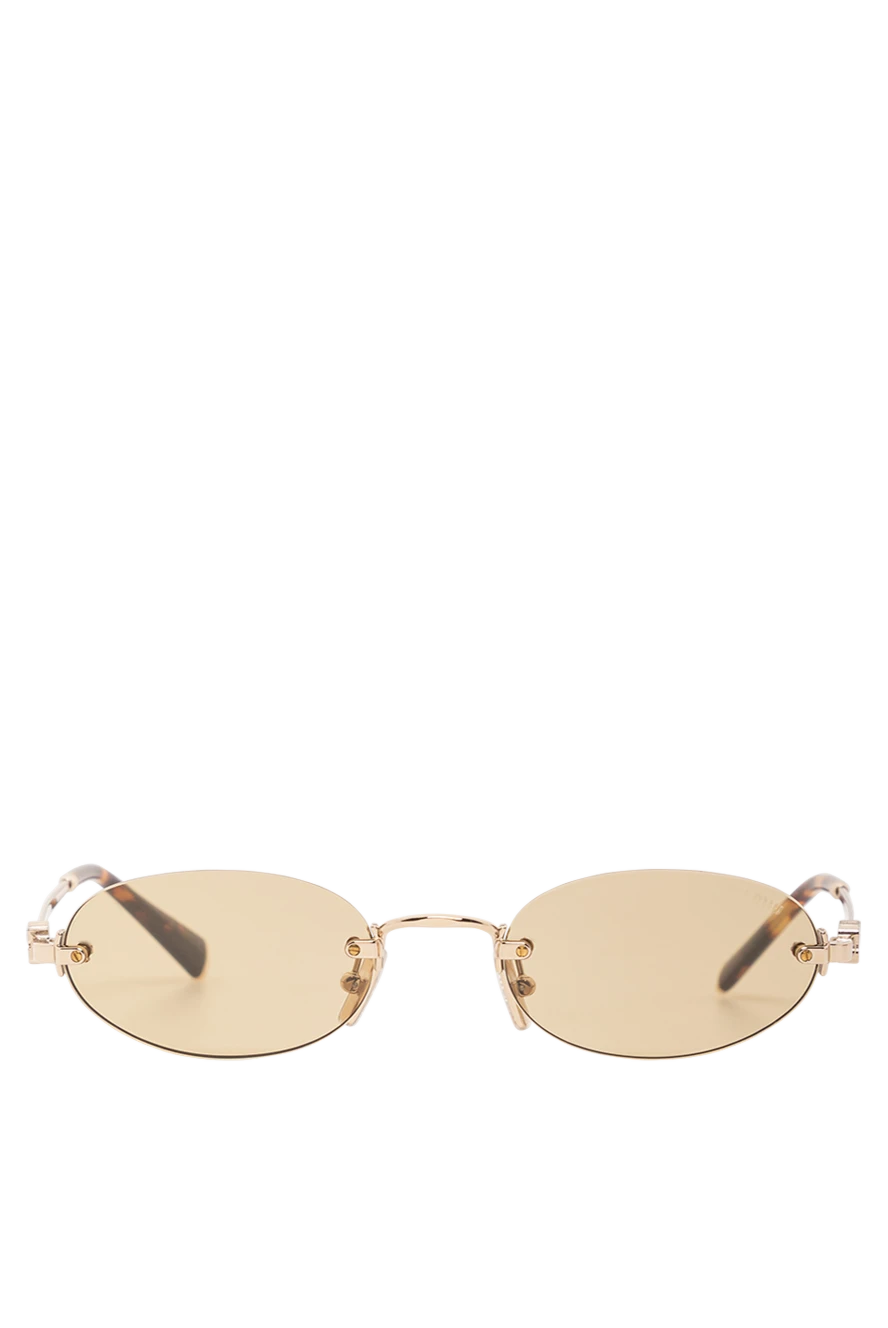 Miu Miu солнцезащитные очки золотистого цвета со светло-коричневыми линзами 191667 - фото 1