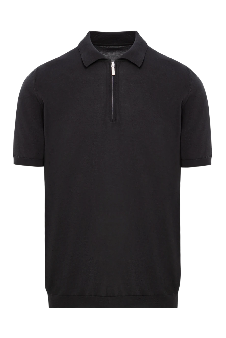 Svevo black cotton polo shirt with a zip placket 191681 - photo 1
