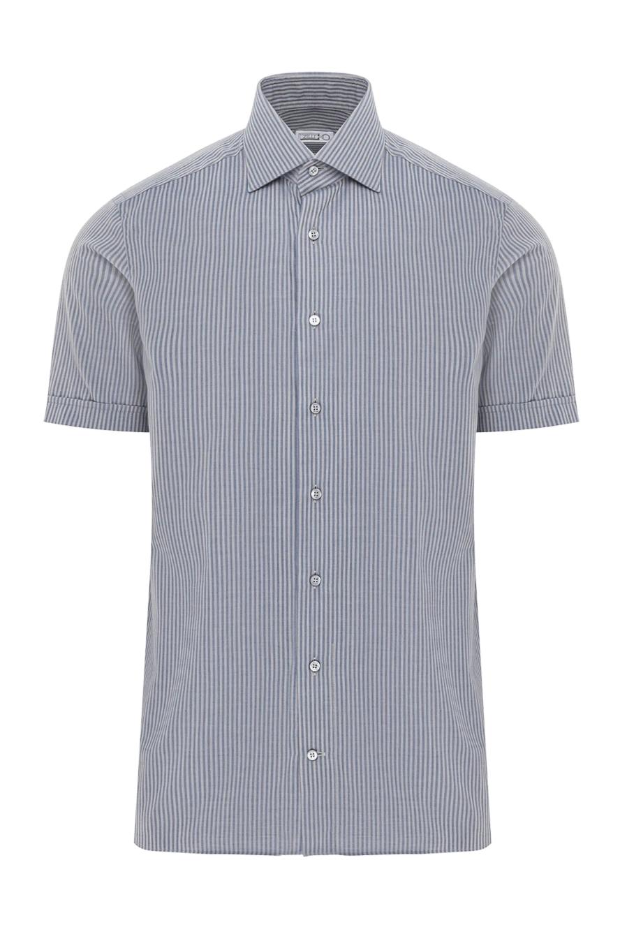 Zilli men's short-sleeved light blue shirt with vertical stripes 191697 - photo 1