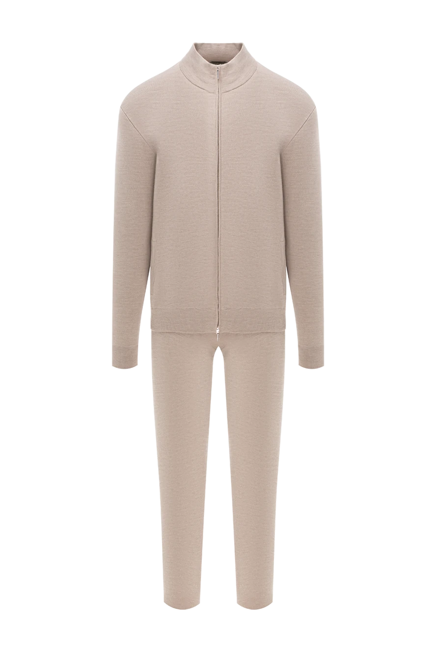 Cesare di Napoli классический спортивный костюм из шерсти с воротником стойкой бежевый 191728 - фото 1