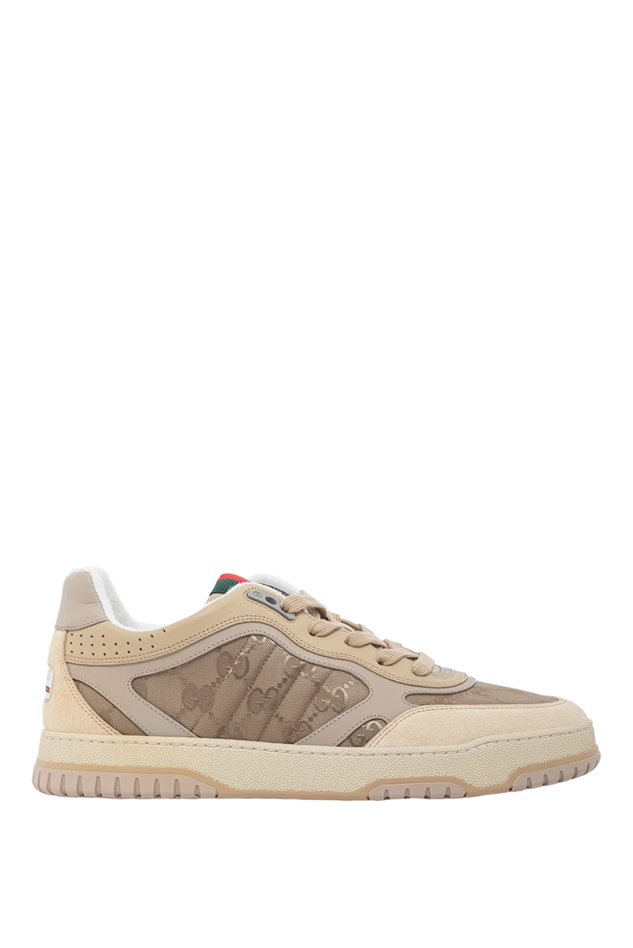 Gucci чоловічі кросівки re-web із нейлону із замшевою обробкою бежеві 191730 - фото 1