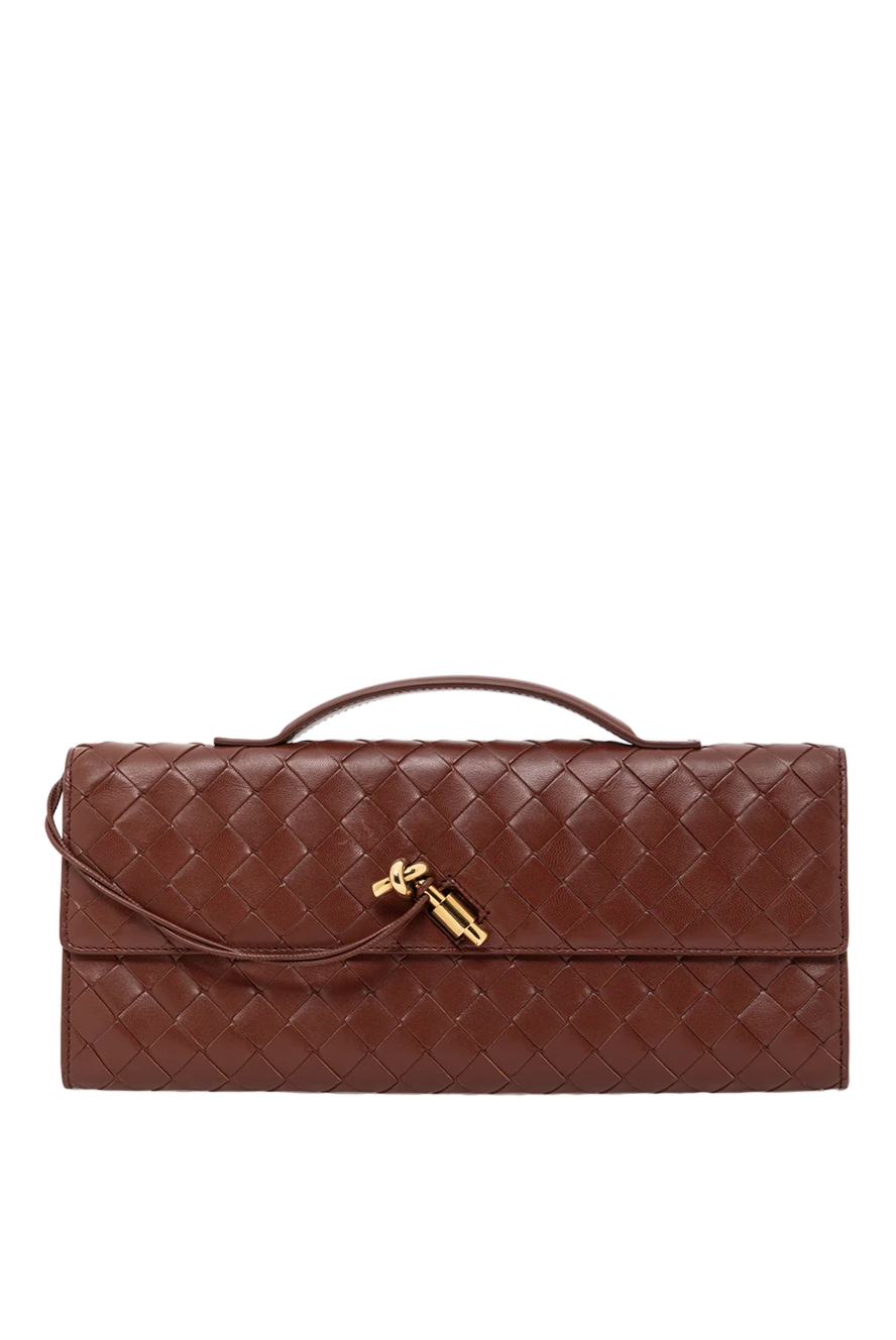 Bottega Veneta клатч светло-коричневый с верхней ручкой из мягкой кожи intrecciato 191737 - фото 1