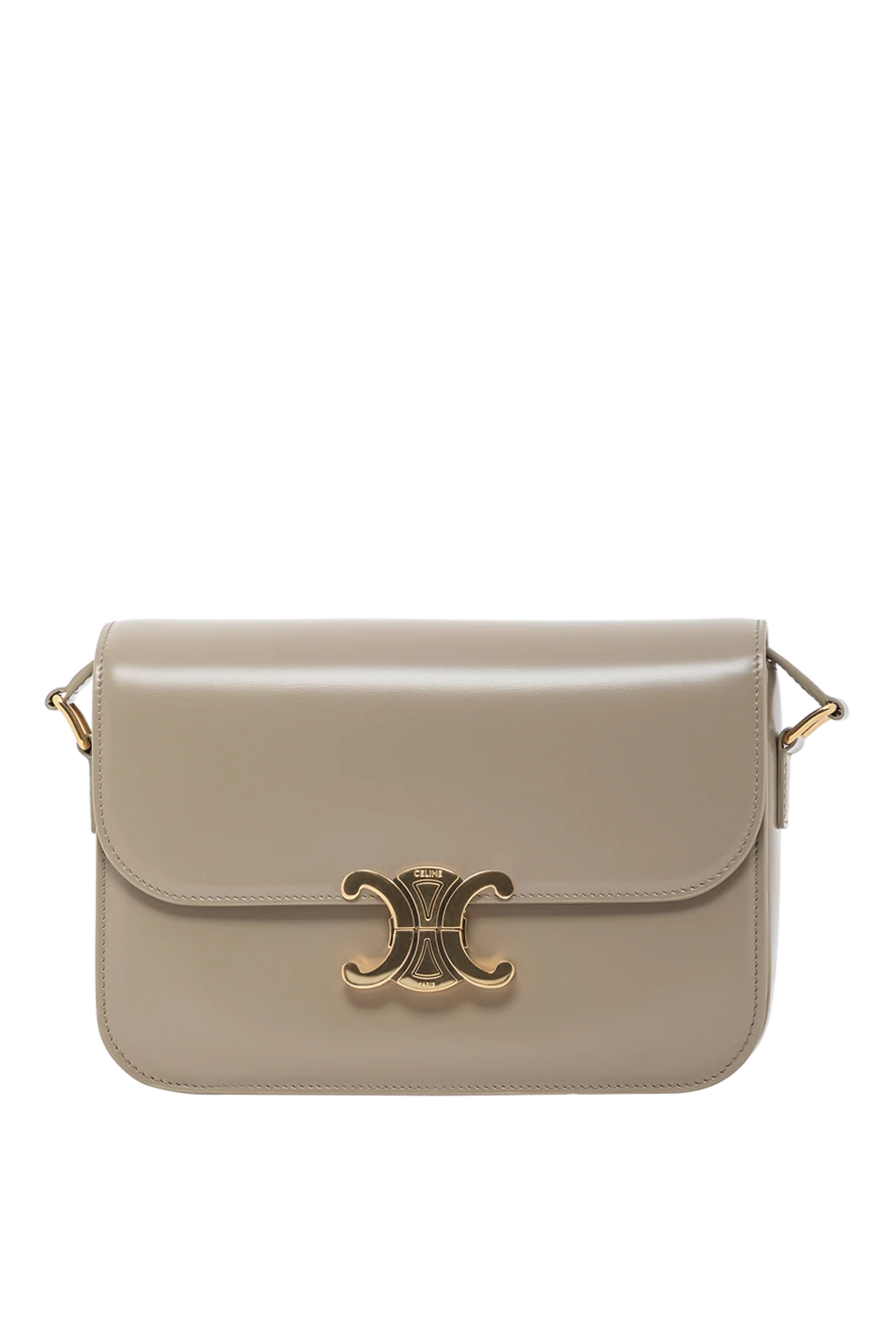 Celine сумка classique triomphe із блискучої телячої шкіри сіра 191743 - фото 1