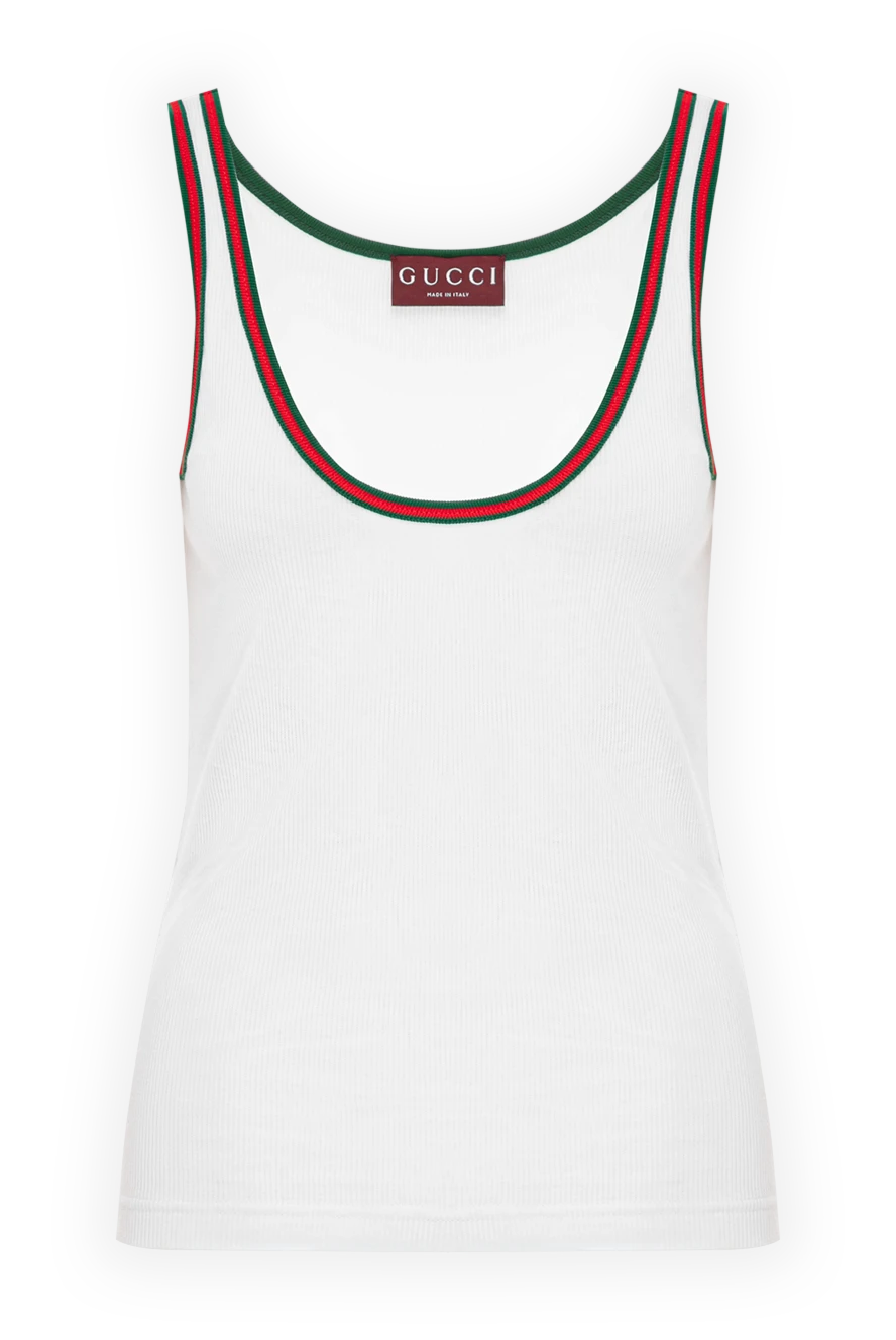 Gucci майка из хлопка в рубчик с полосой web 191770 - фото 1