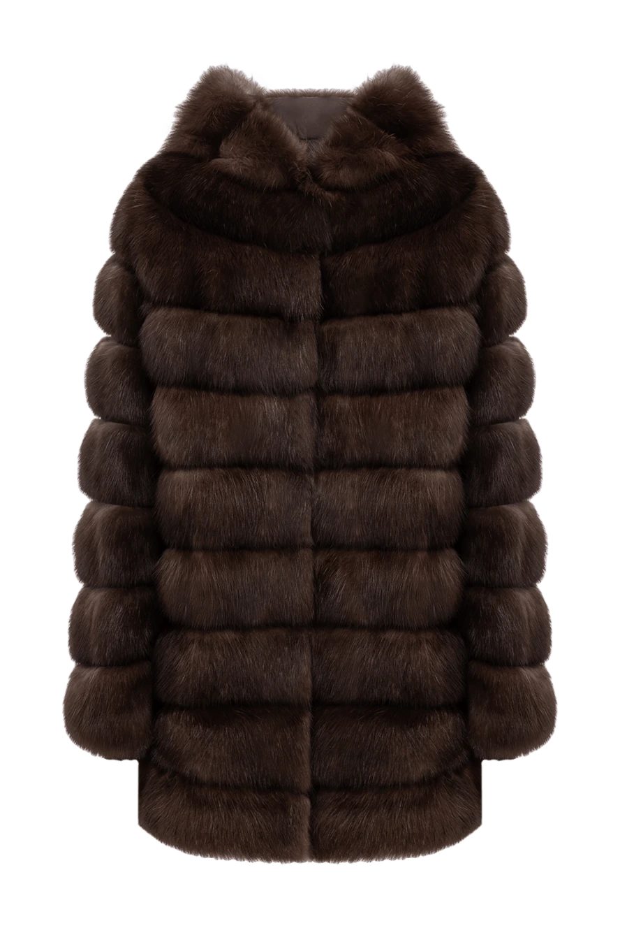 Giorgio Magnani шуба із соболя з об'ємним капюшоном та горизонтальними вставками 191775 - фото 1