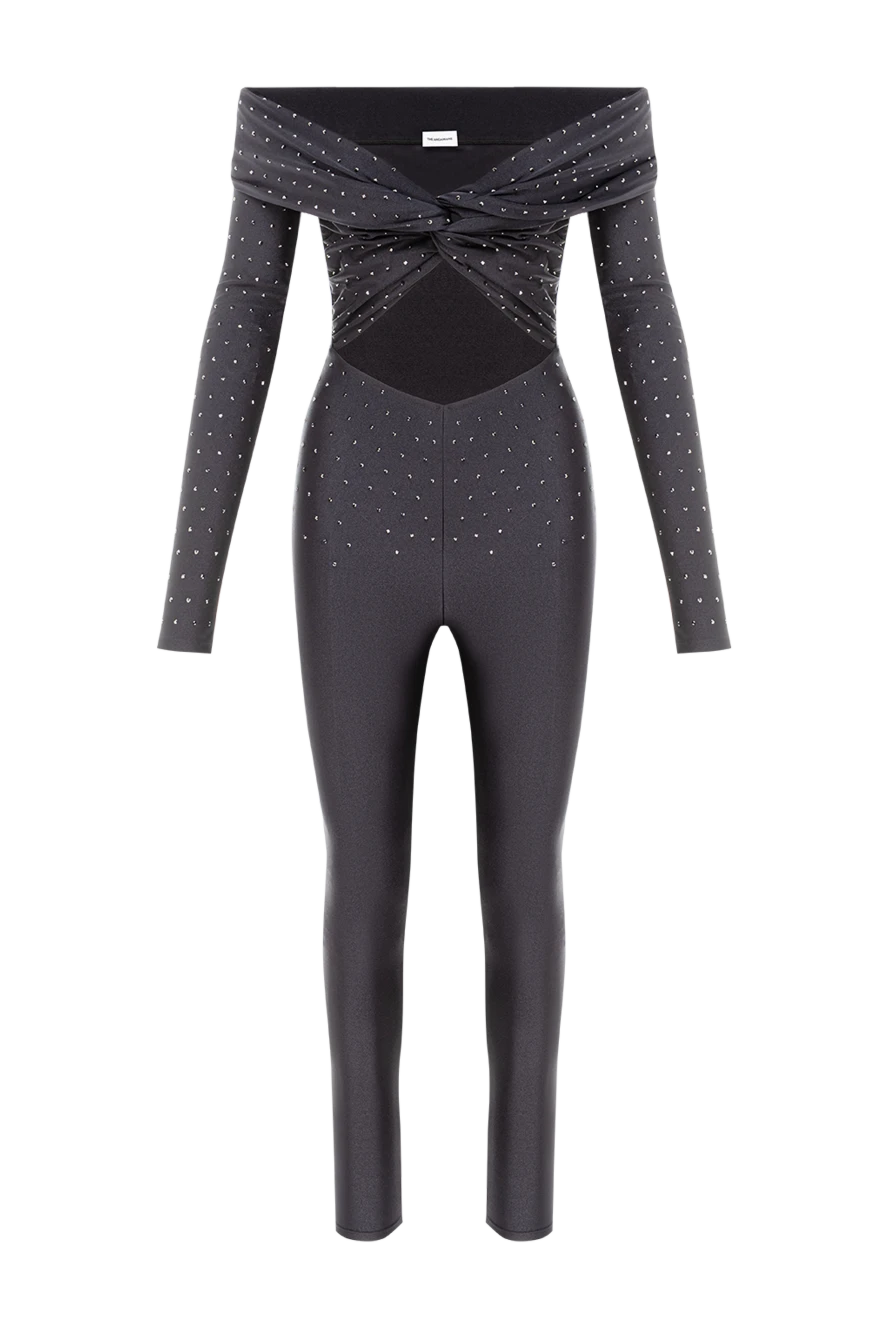 The Andamane чорний комбінезон kendall jumpsuit з відкритими плечима та стразами 191793 - фото 1
