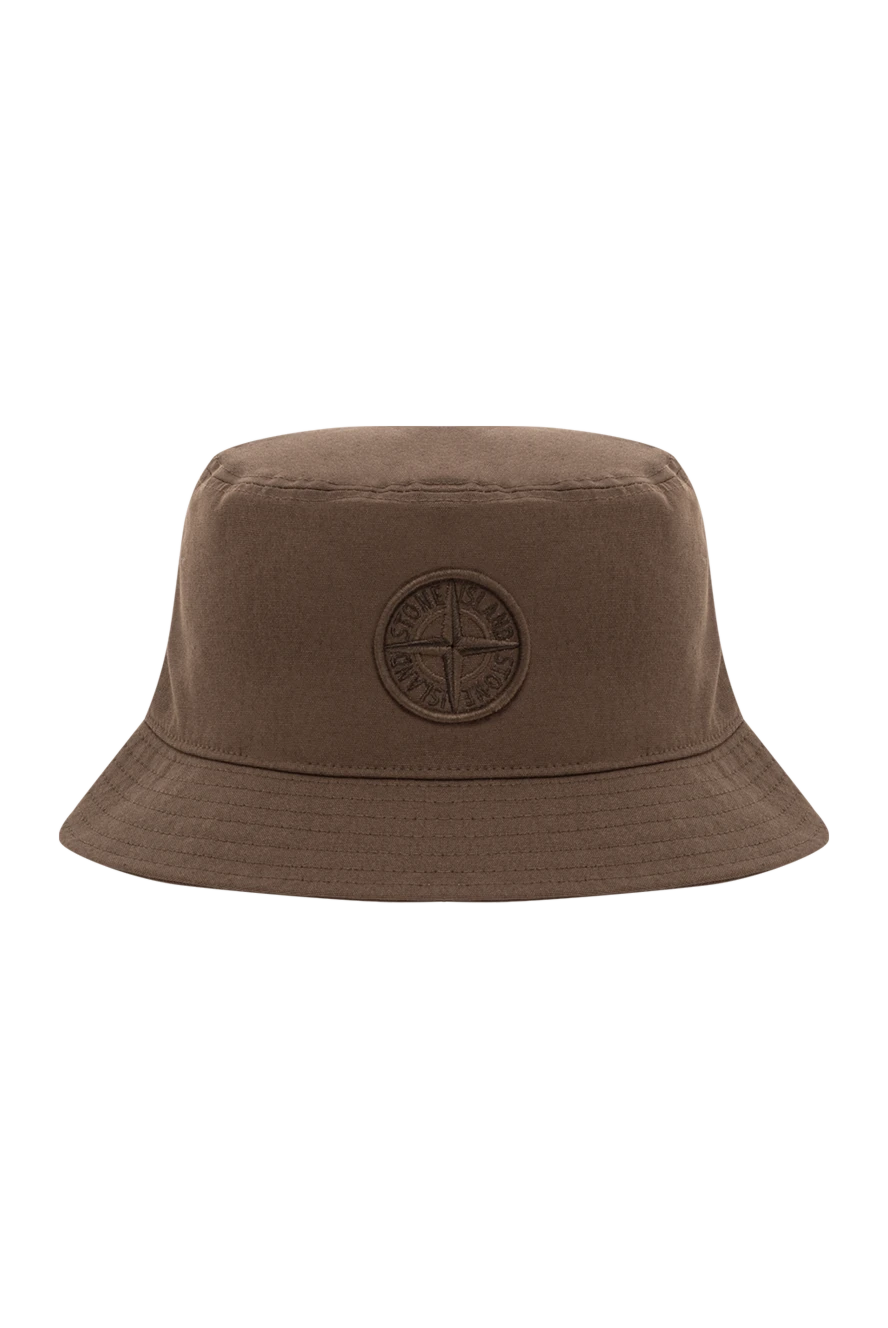Stone Island панама коричнева бавовняна з вишитим компасом 191871 - фото 1