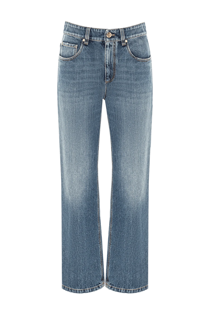 Brunello Cucinelli блакитні джинси з плавним висвітленням по лінії ноги 191910 - фото 1