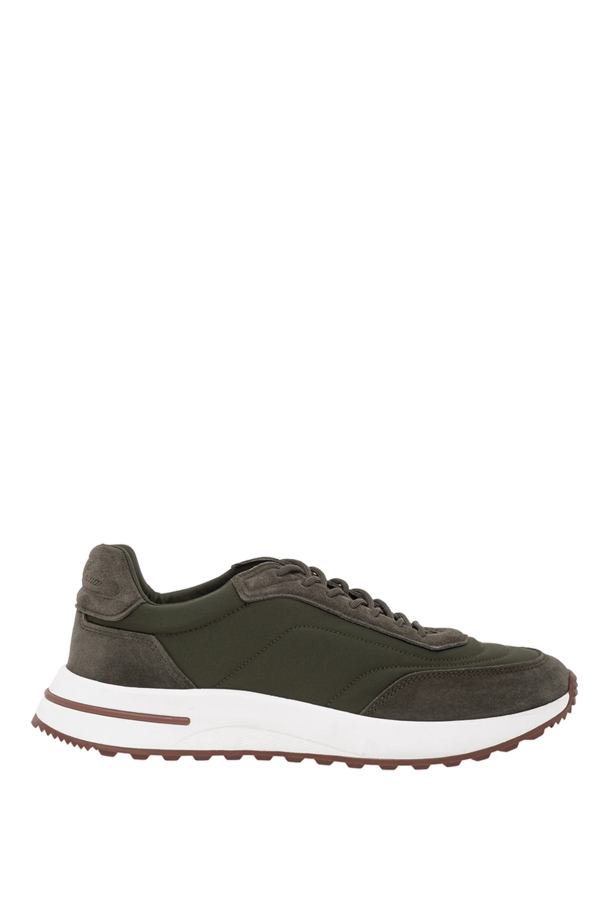 Loro Piana кросівки з мікрофібри wind зелені з білою підошвою 191934 - фото 1